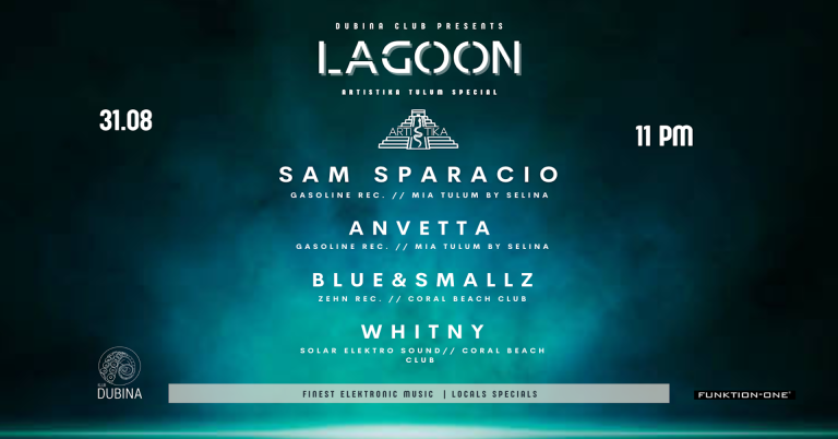 On this special edition of LAGOON, we will bring the real vibe of Tulum to Dubrovnik, inviting the founders of "Artistika Tulum", Sam Sparacio & AnVetta, who are both resident DJs of the world-famous Mia Tulum by Selina.
